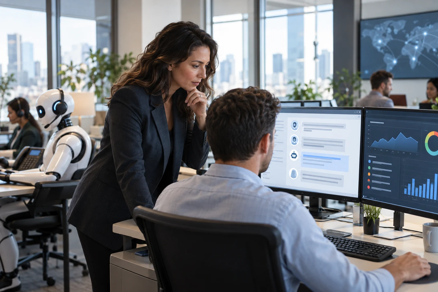 Business owner reviewing AI call summaries and missed opportunity follow-up for a Canadian business