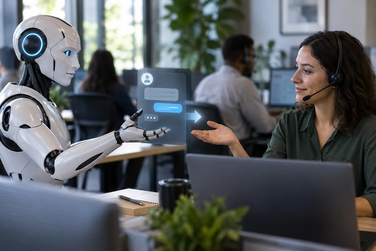 Business owner reviewing chatbot conversations and lead handoffs for a Canadian business