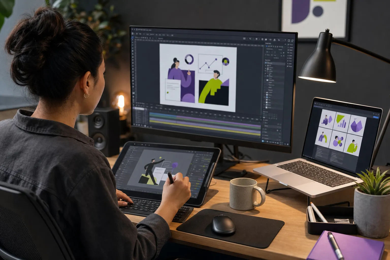 Motion designer animating an original business explainer sequence for a Canadian business