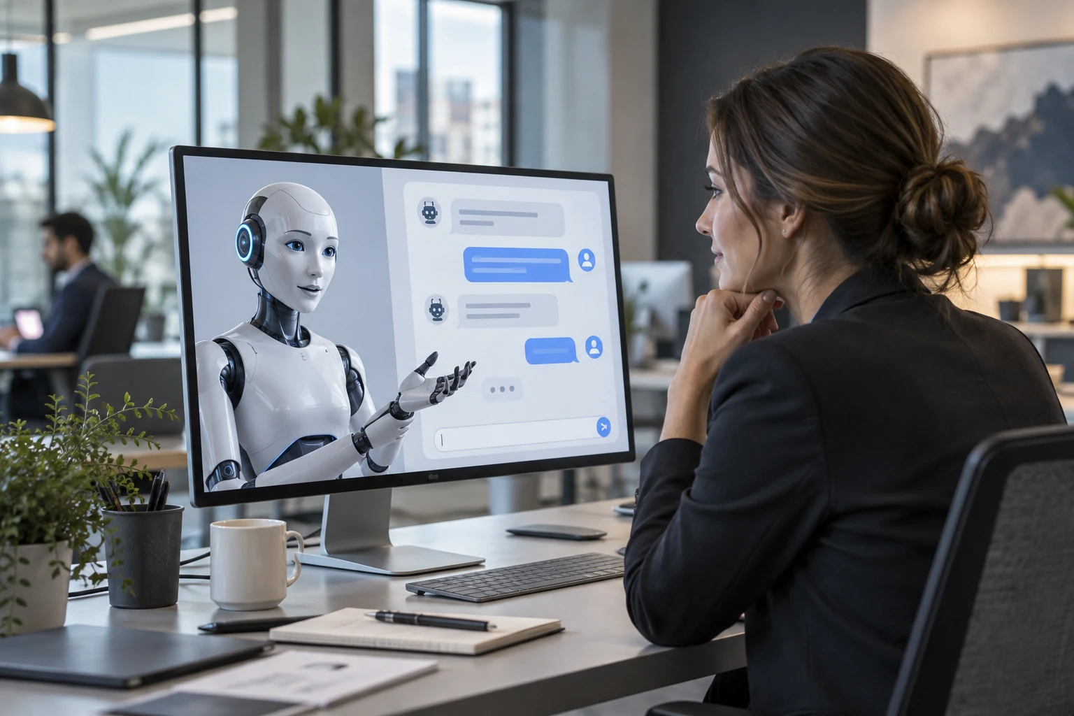 AI lead qualification chatbot asking structured questions through a website conversation