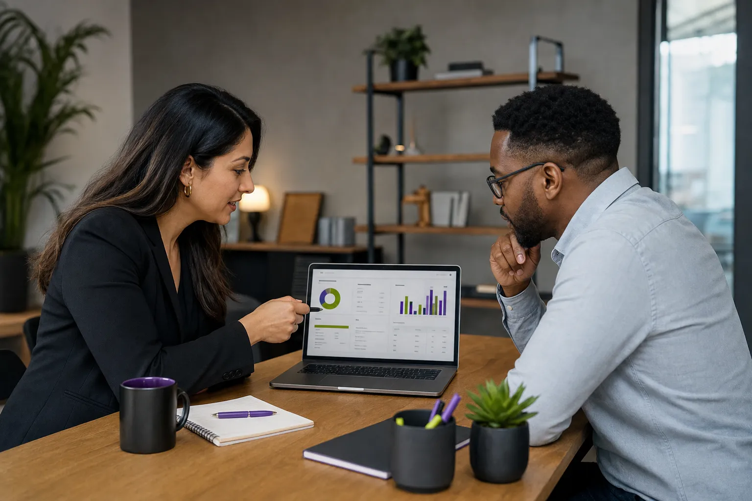 Business owner reviewing call and conversion tracking results