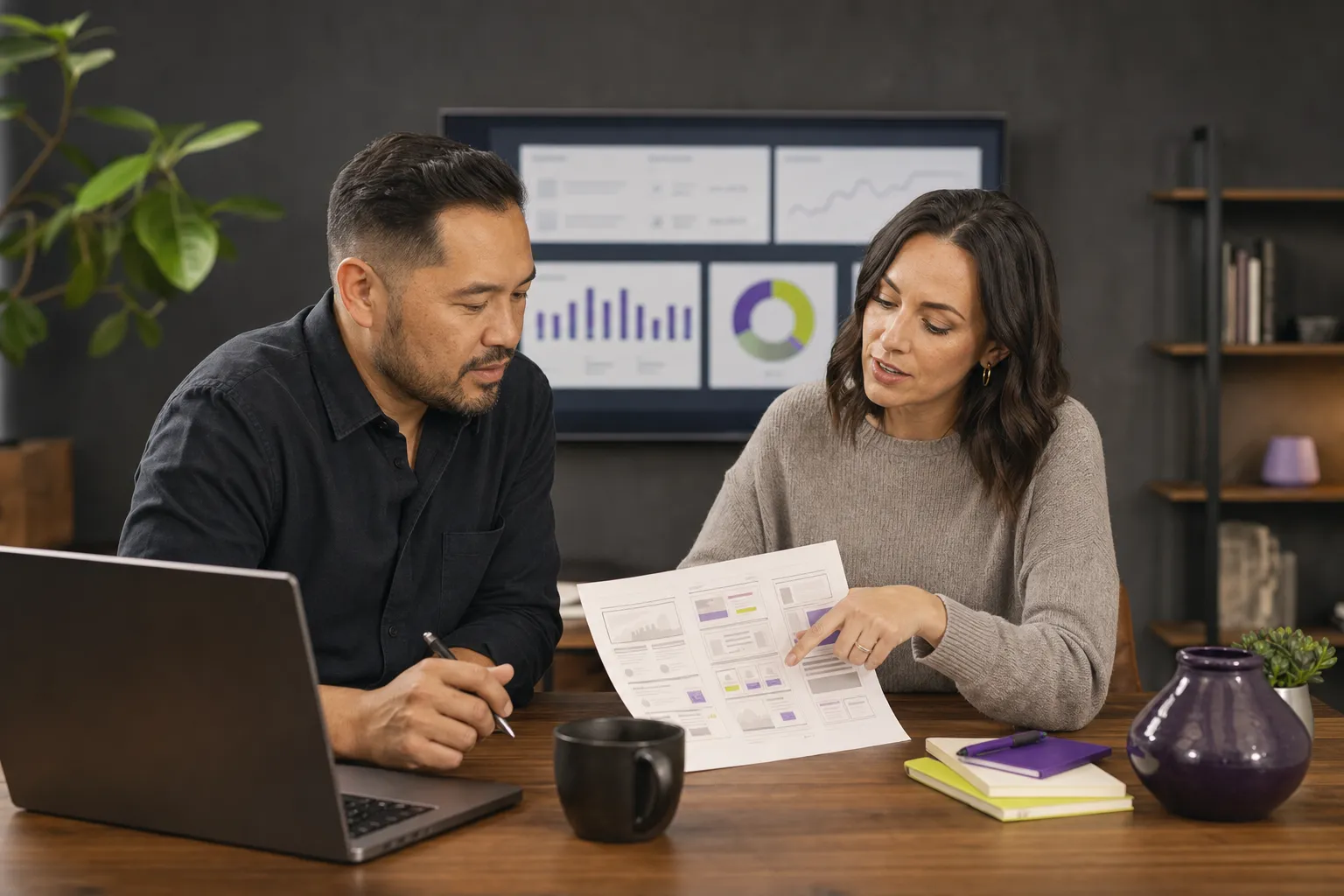 Business owner reviewing conversion improvements with a website strategist