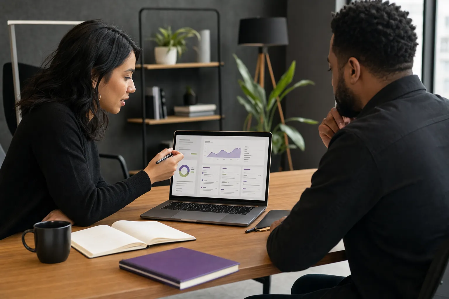 Business owner reviewing email automation engagement and lead outcomes