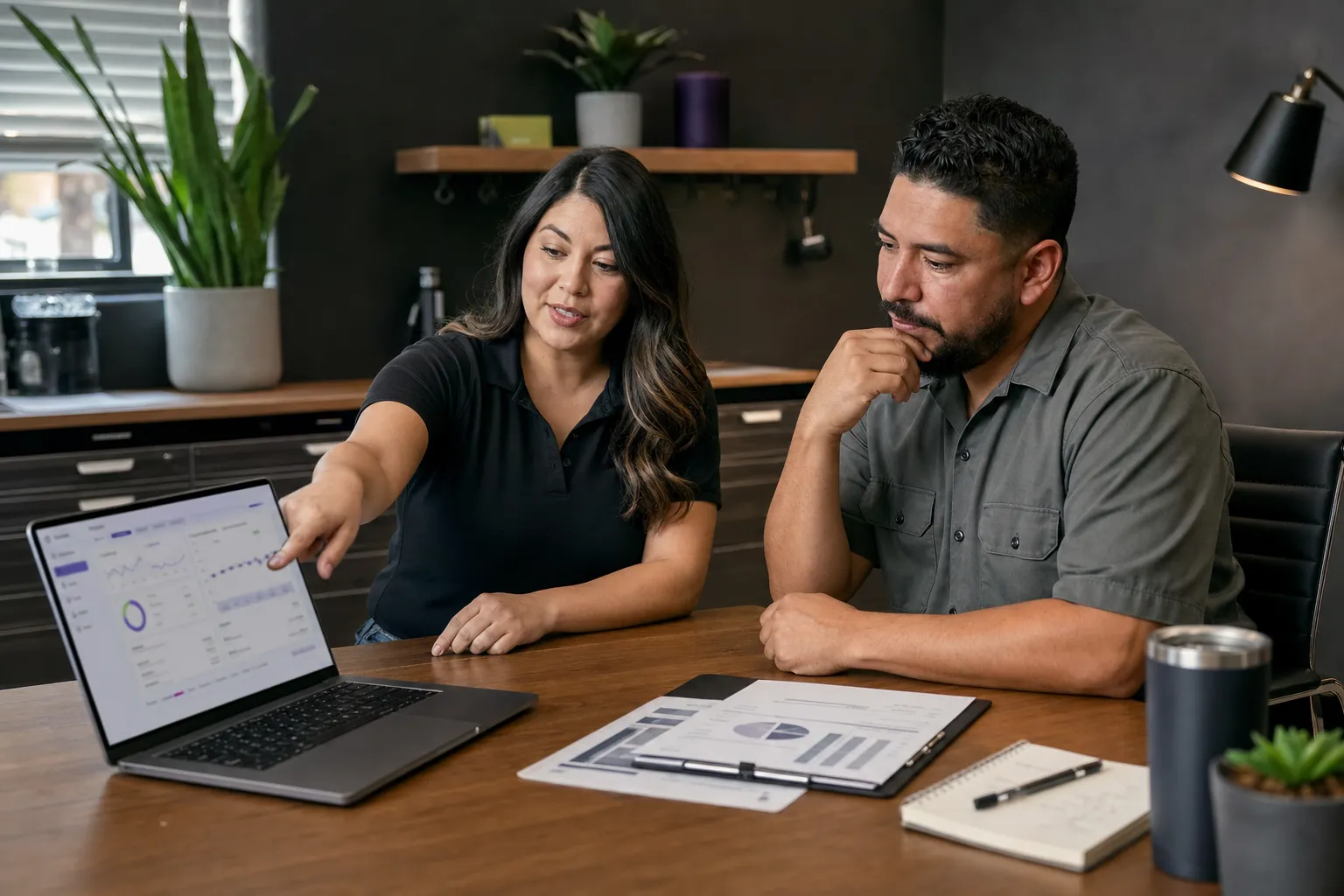 Service business owner reviewing local advertising calls and booked jobs