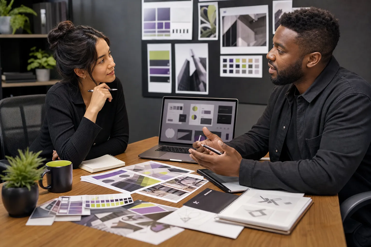 Logo design services discovery meeting for a U.S. business