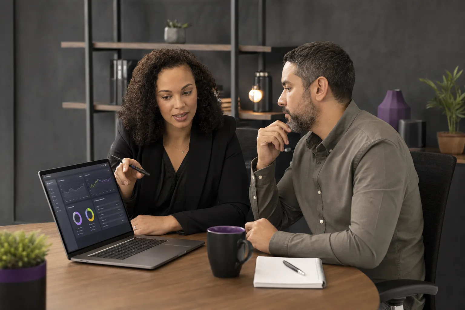 Business owner reviewing marketing automation performance and exceptions