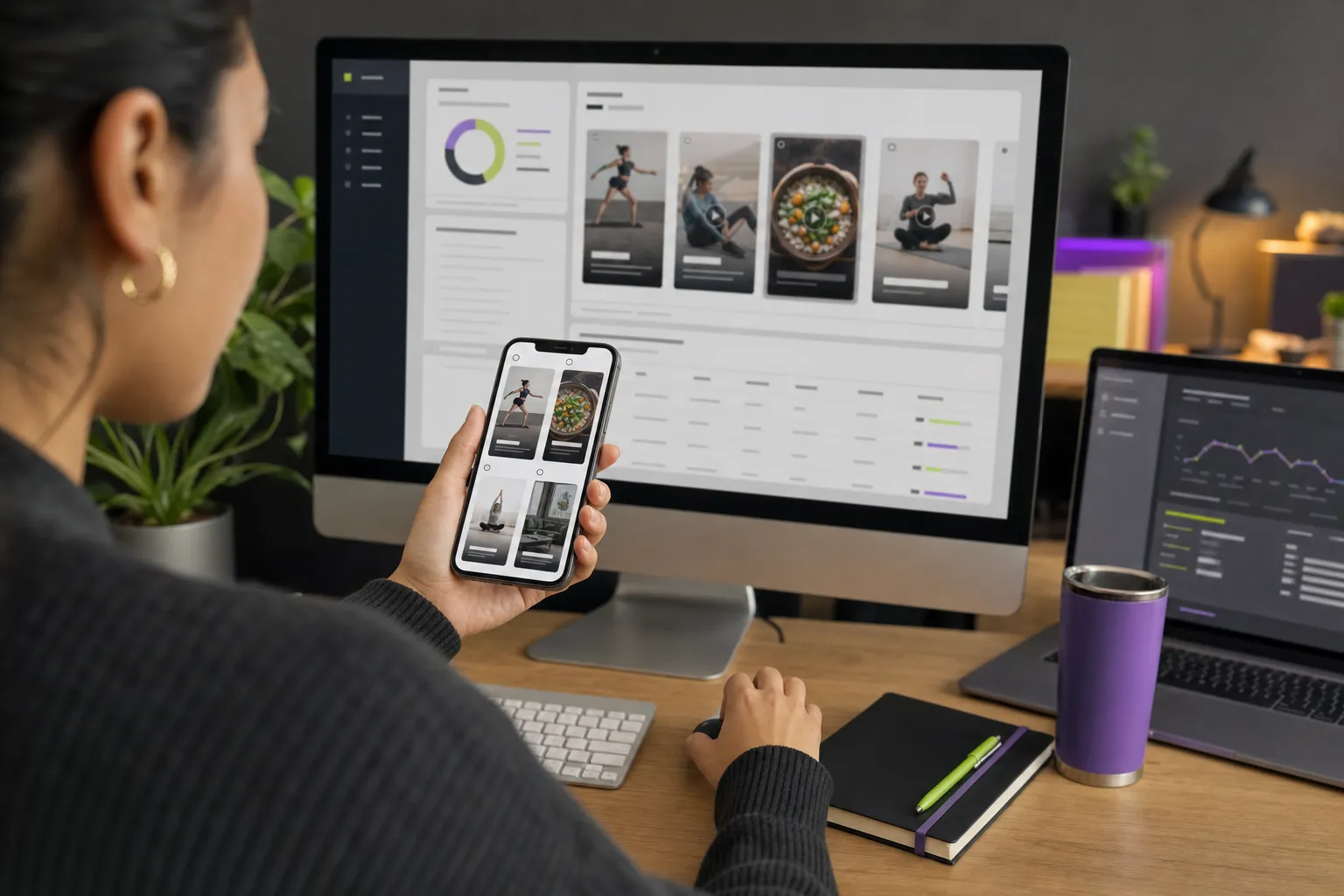Marketer reviewing vertical social ads across mobile placements