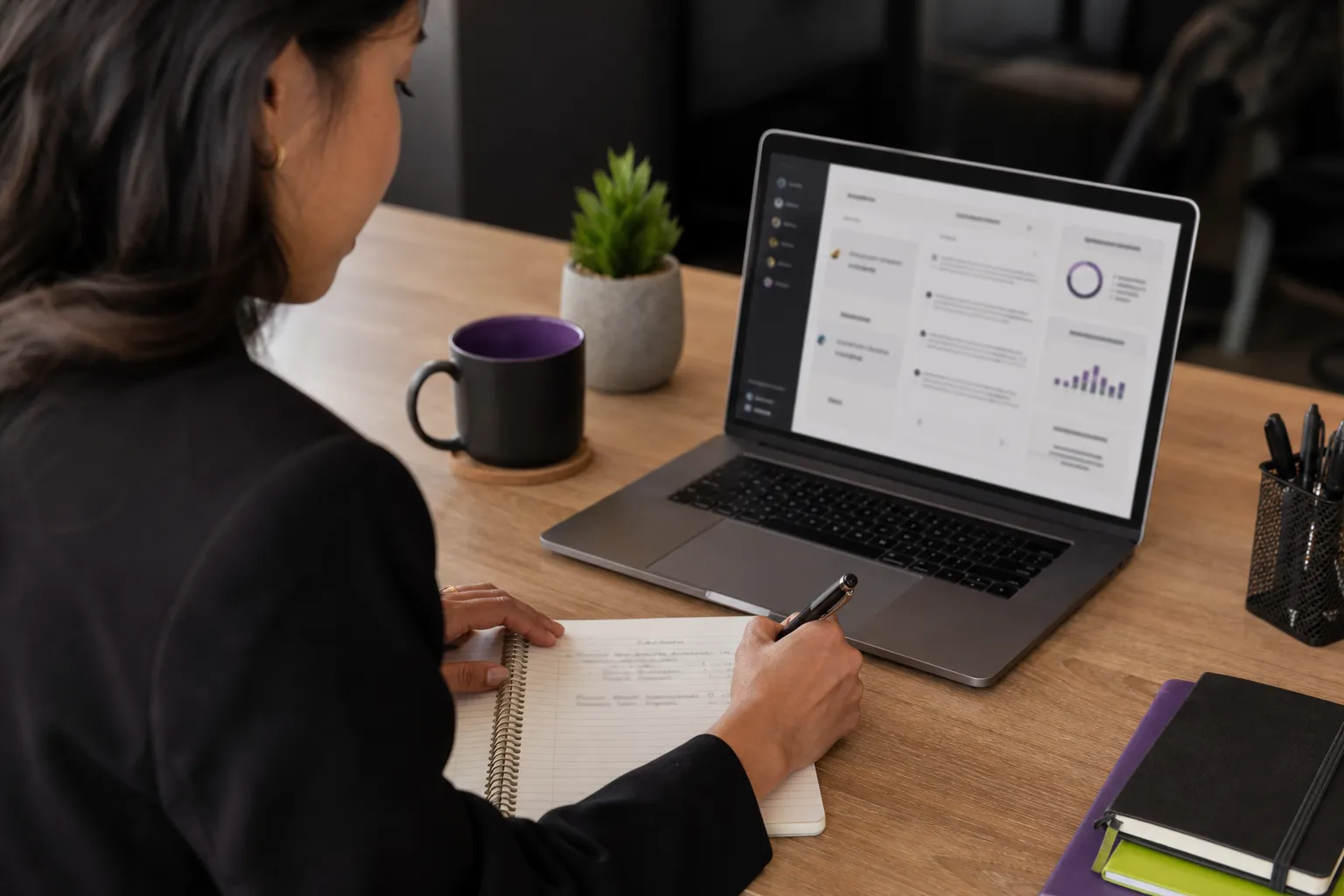 Business manager drafting a calm and professional customer review response