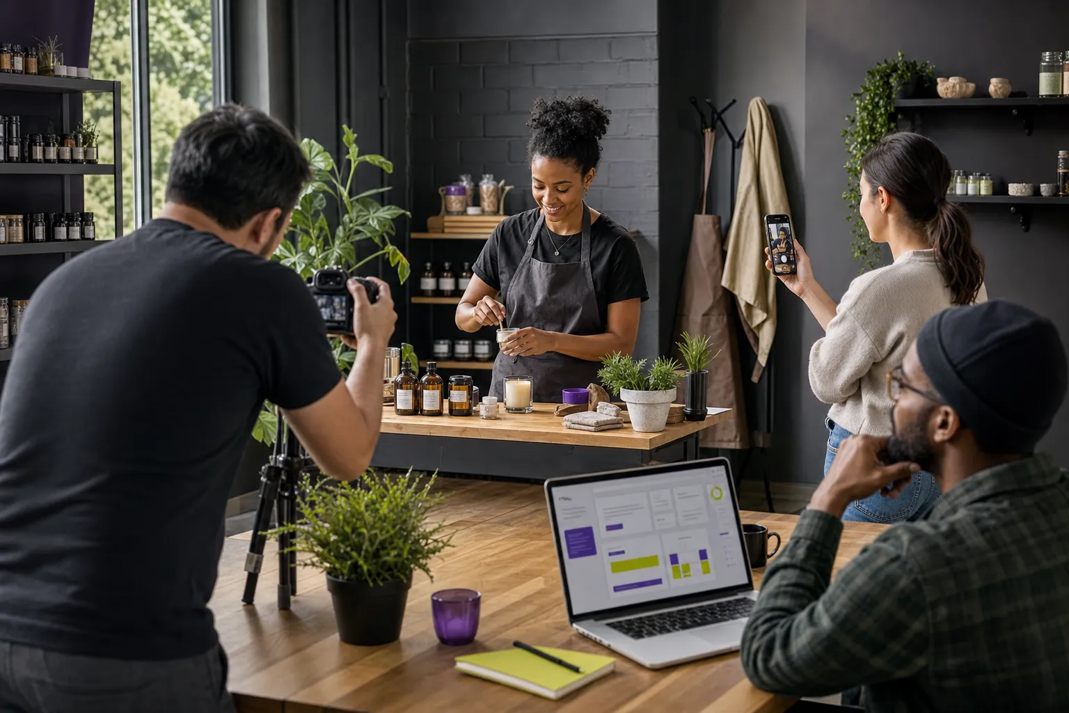 Social media content creation for a local business brand