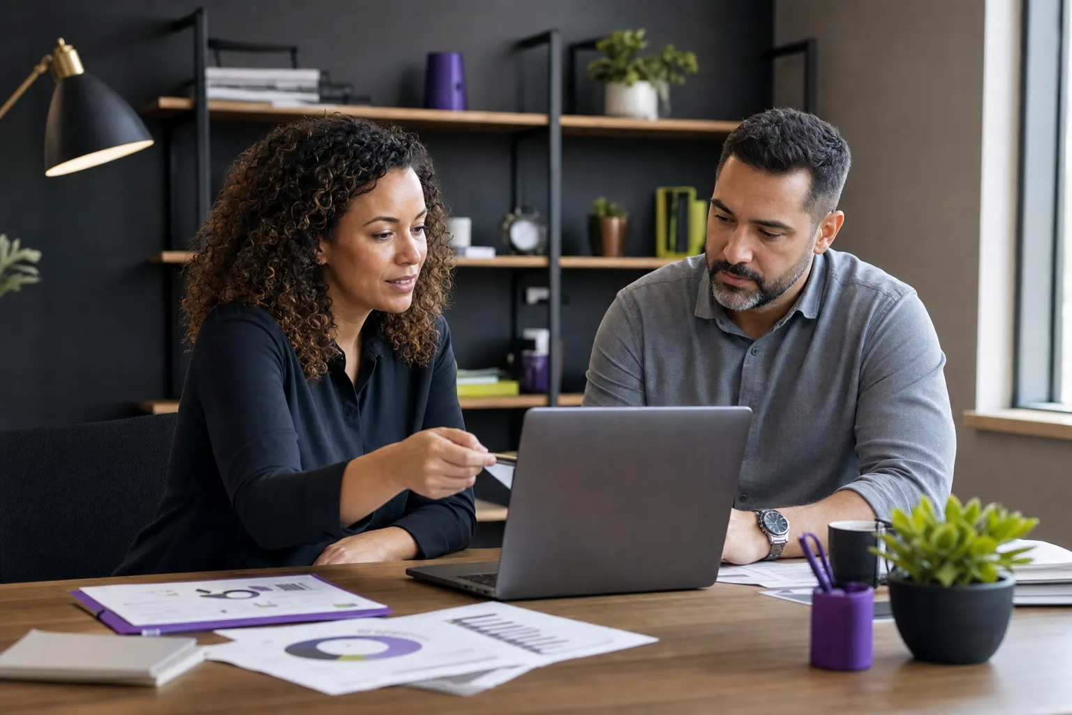 Business owner reviewing video views, retention, inquiries, and next topics